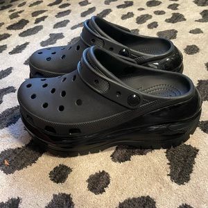 Mega Crush Platform Crocs in black. Soo comfy, but a little too small for me